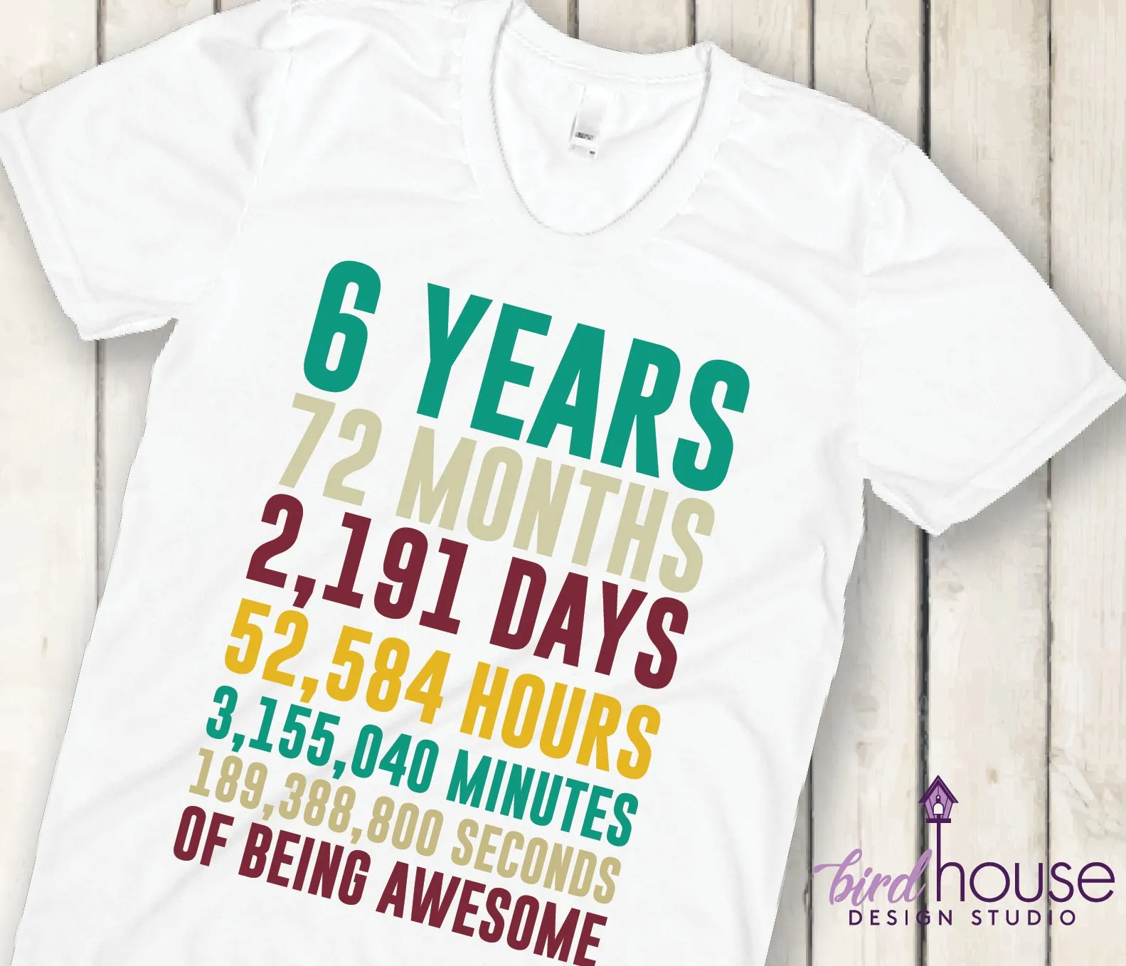 Birthday Shirt, Colorful Counting the Days & Hours of Being Awesome, Any Age, Custom Pick Any Colors