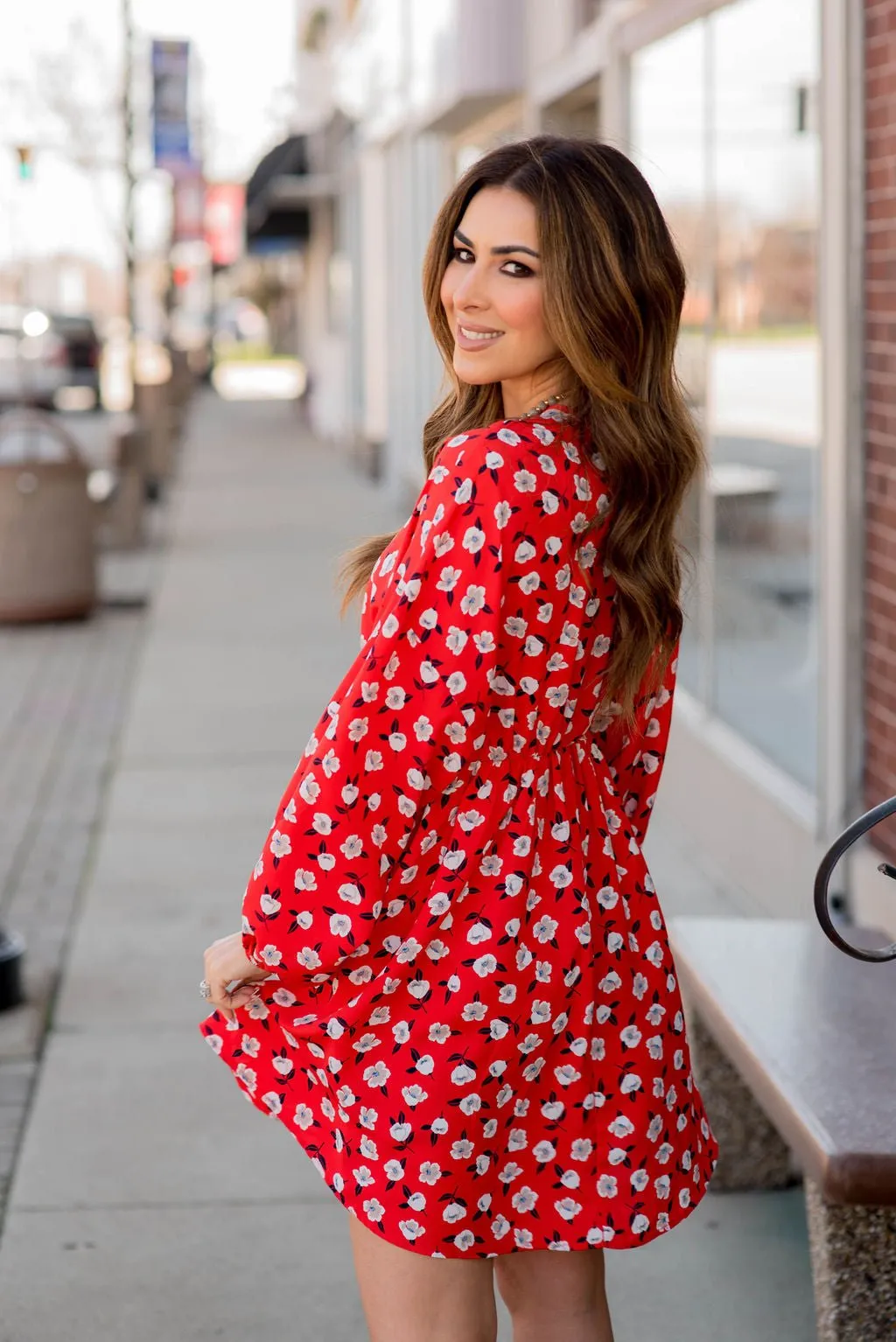 Floating Floral Wrap Top Dress