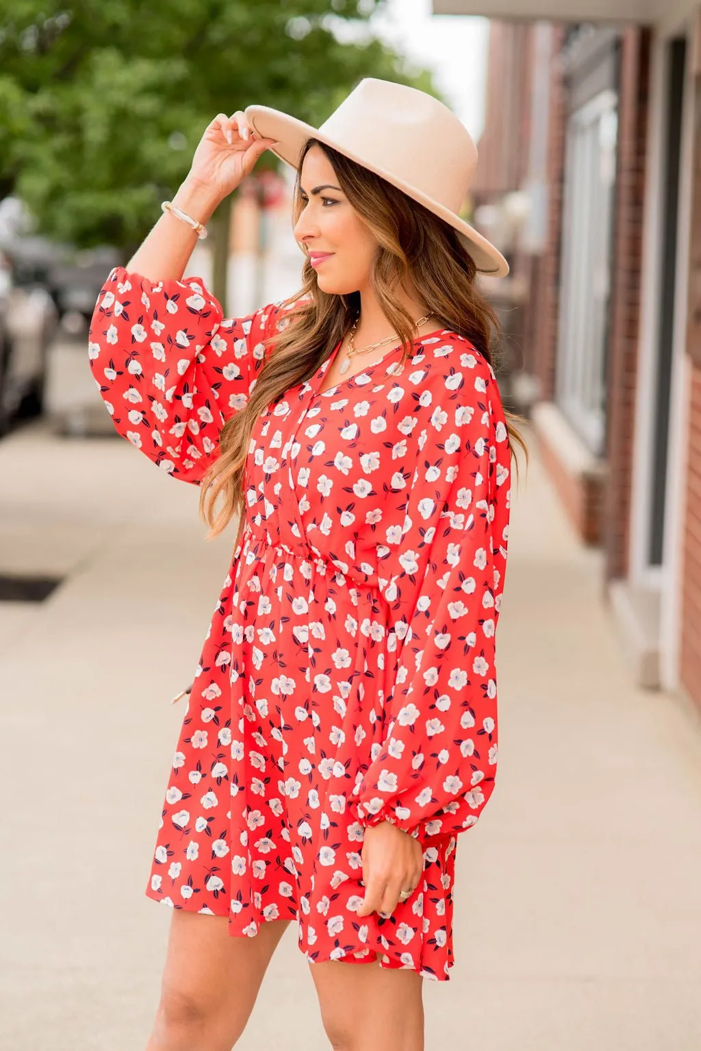 Floating Floral Wrap Top Dress