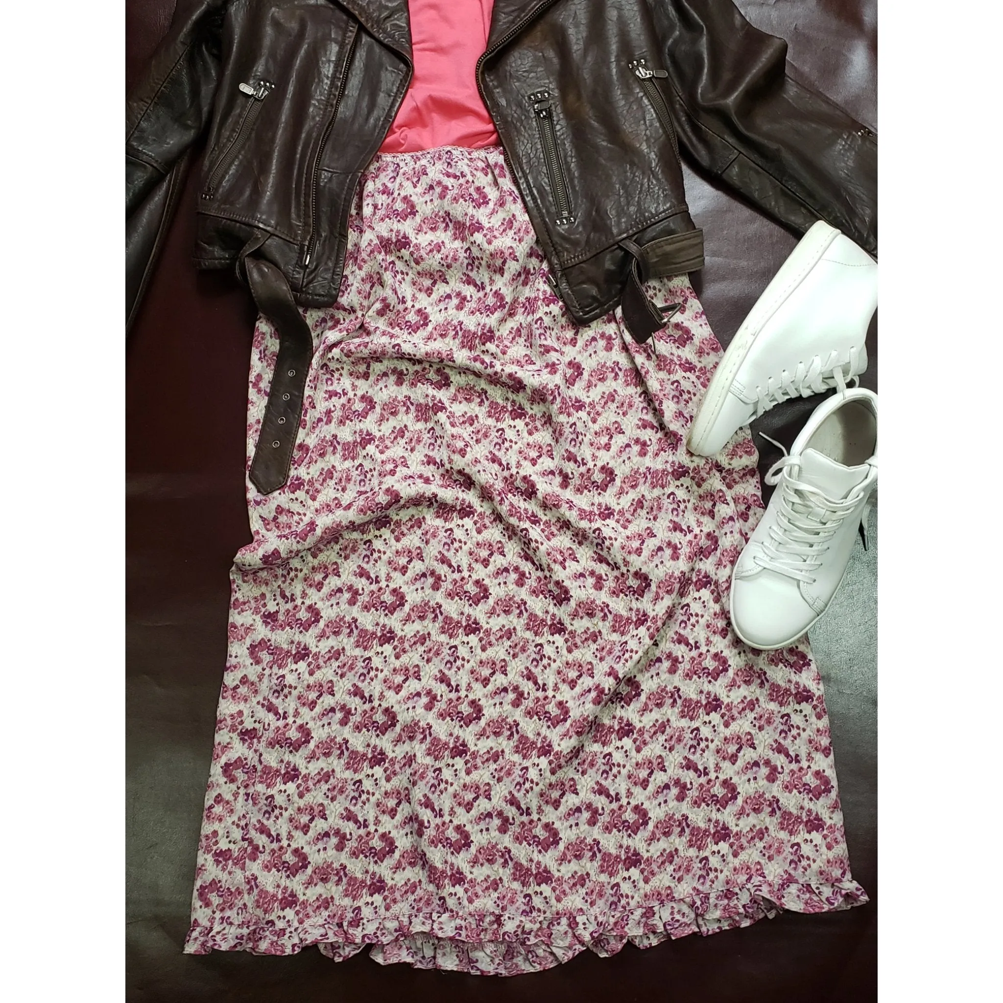 Kathy Ireland Floral Maxi Skirt Size L