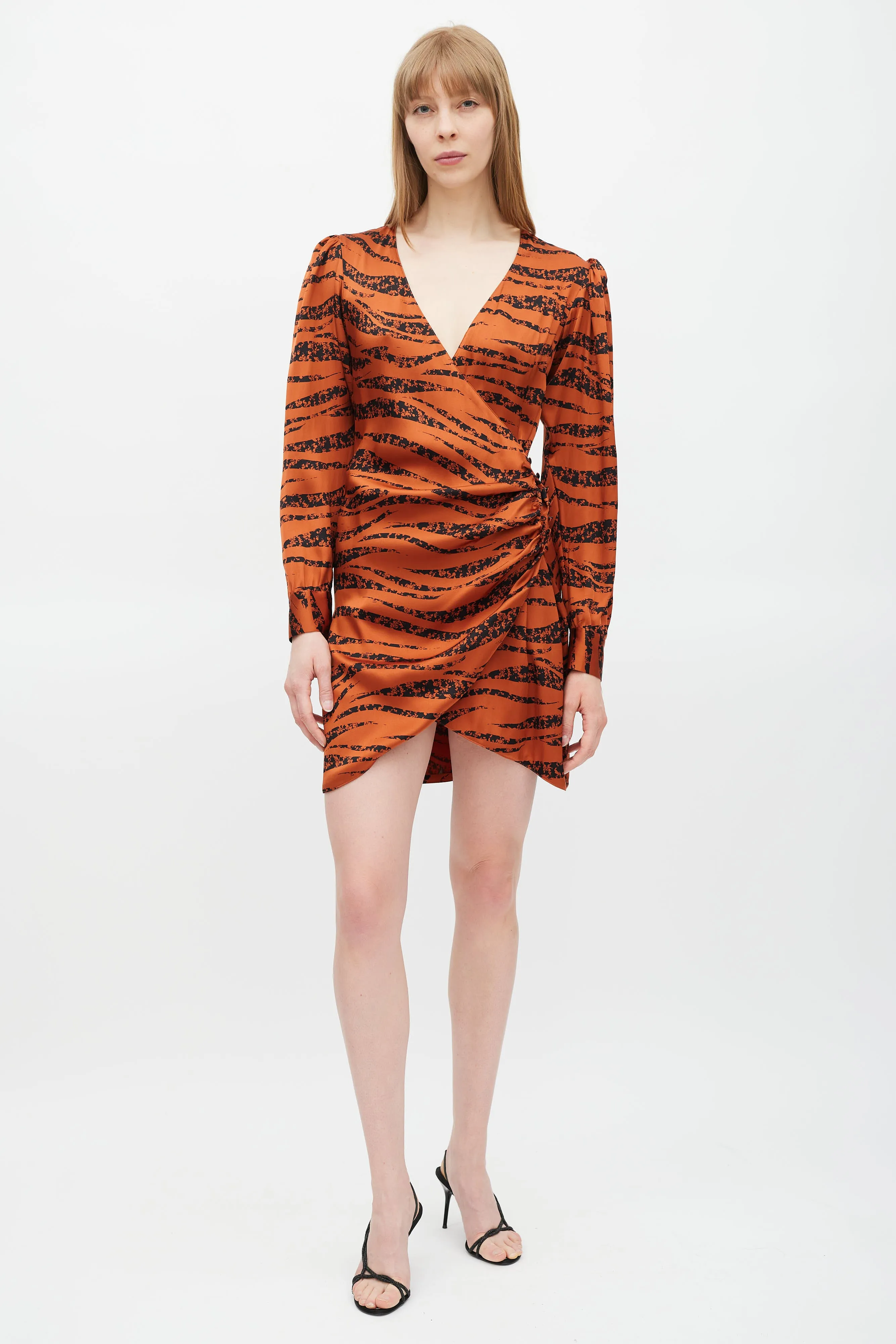 Orange & Black Wrap Dress